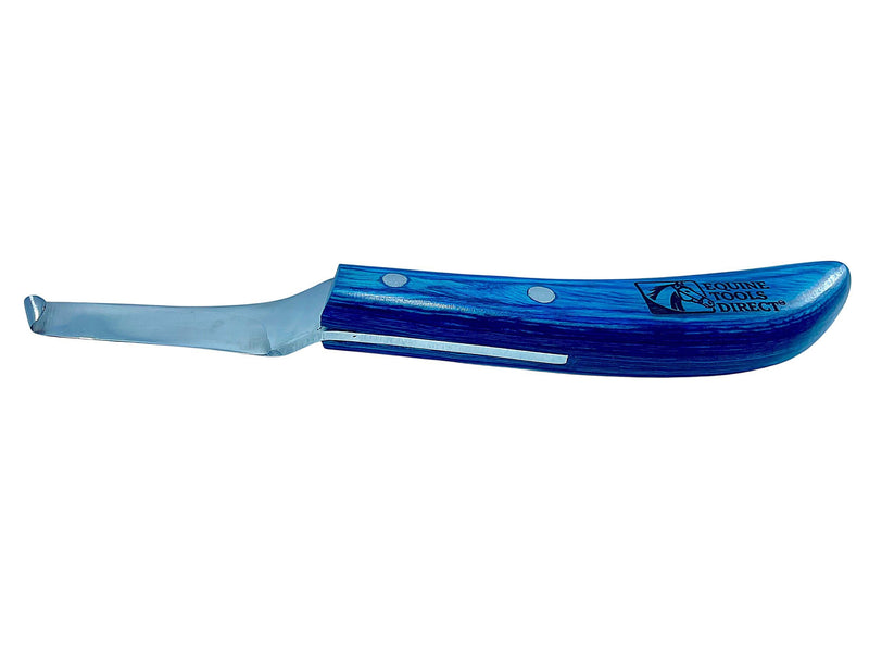 Curved Blade Hoof Knife, J2 420 Magnetic Stainless Steel, Right-Hand, Ergonomic Blue Handle, Professional Farrier Trimming Tool Right-Handed