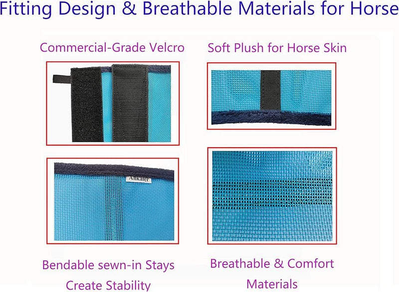 Horse Fly Leggings Boots – Set of 4 UV-Protective Stretch Mesh Fly Boots with Stays, Full‑Leg Coverage Sky Blue - PawsPlanet Australia