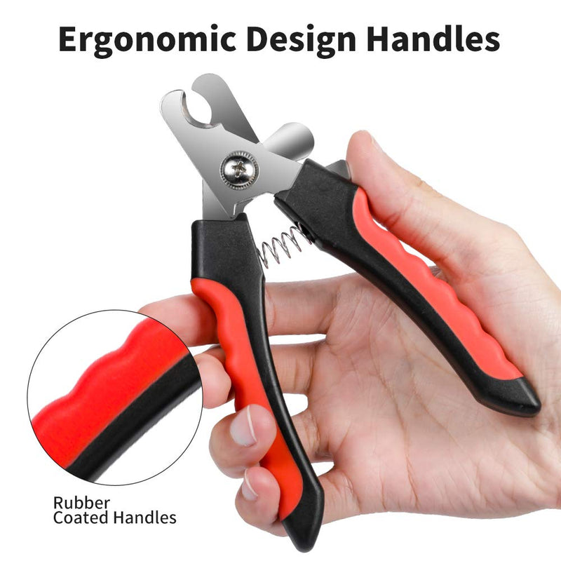Dog Nails Clippers Trimmer with Safety Guard to Avoid Over-Cutting, Razor Sharp Blades with Bonus Dog Nail File, Cat Claw Clippers with Sturdy Non Slip Handles for Pets Dog Cat（Red & Black） Red & Black - PawsPlanet Australia