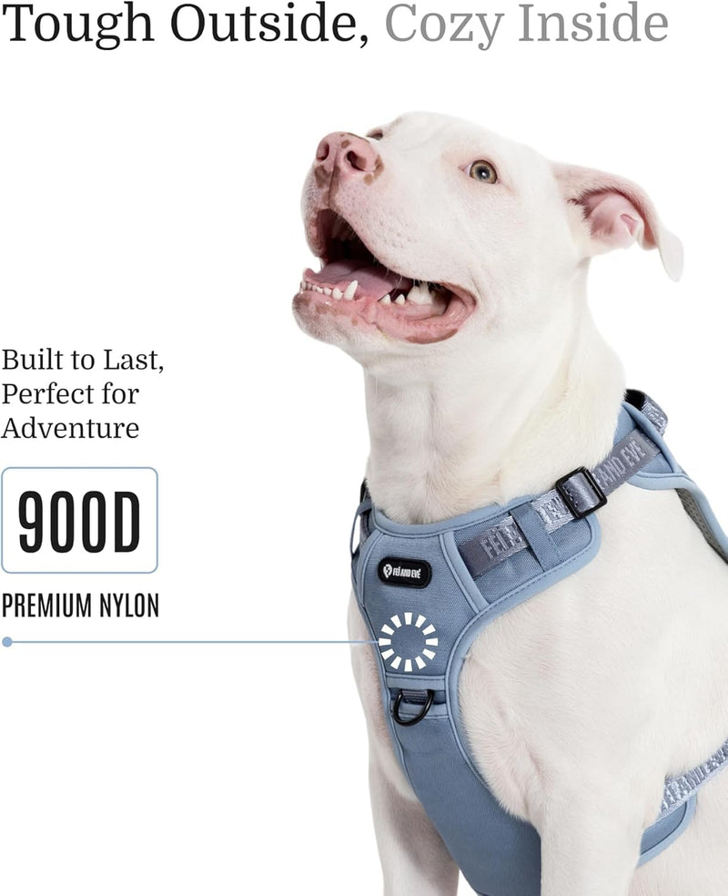2026 New Edition, Fei & Eve MagEase Dog Harness - 3-Second Magnetic Buckles | 3-Point No-Pull Control | Heavy-Duty 900D Nylon | Dual Safety Handles | Breathable Mesh | Adjustable Fit | Medium, Blue Dusk Blue M - PawsPlanet Australia