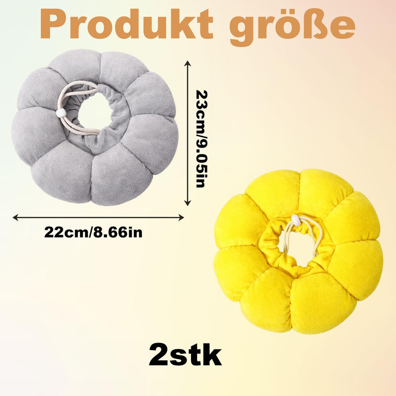 Cat Neck Brace, Pack of 2, Yellow and Grey, Soft and Breathable Material, for Cats and Small Dogs, 22 x 23 cm
