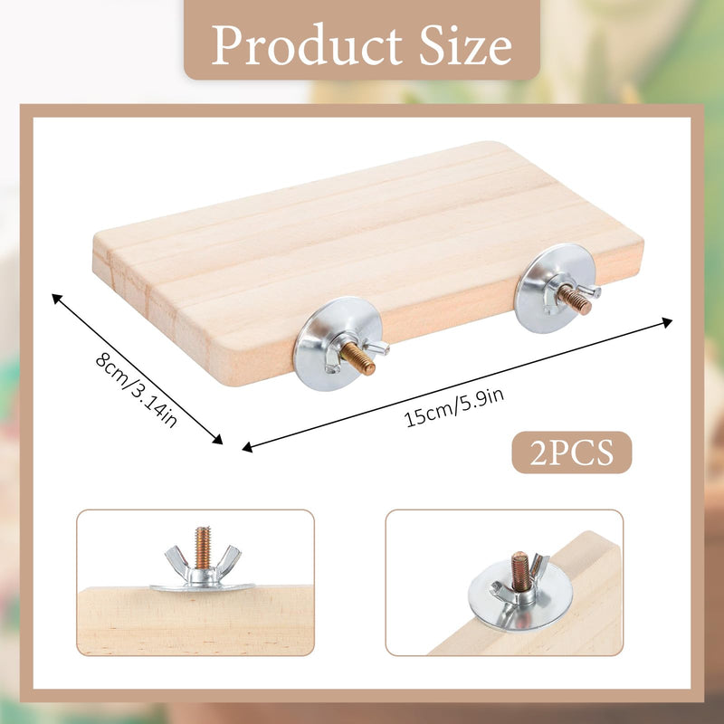 2PCS Bird Perch Platform Flat, 5.9 × 3.14 Inches Bird Cage Platform Birds Perch Stand Platforms Rectangle Stand Perches Shelf with Stainless Steel Washers for Cockatiel Rat Hamster Guinea Pig Conure - PawsPlanet Australia