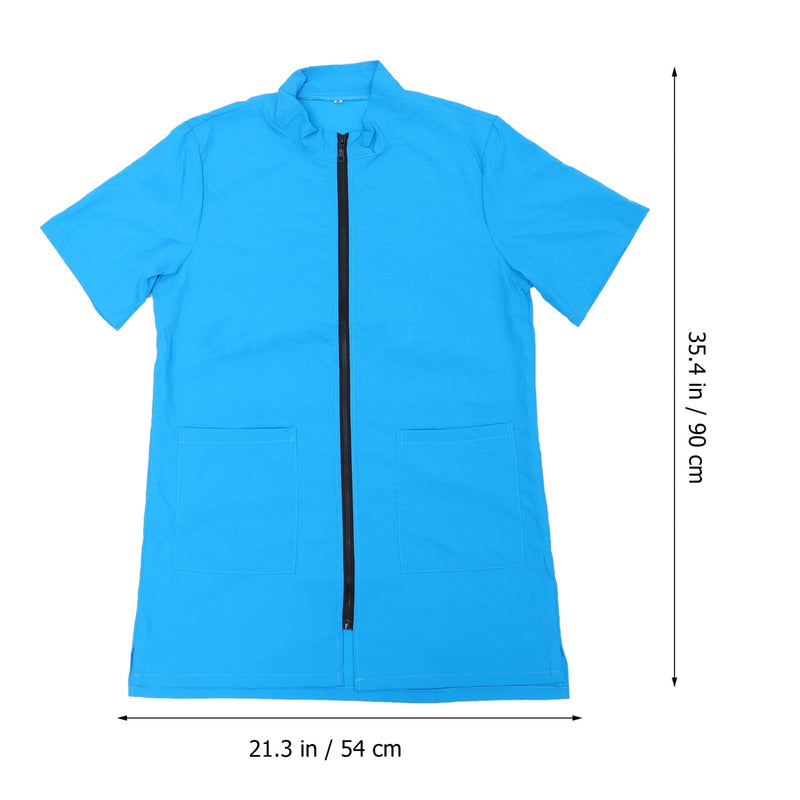 Pet Grooming Smock- Dog Grooming Smock with Full Zipper Smock Dog Cat Groomer Cosmetologist Uniforms L Blue - PawsPlanet Australia