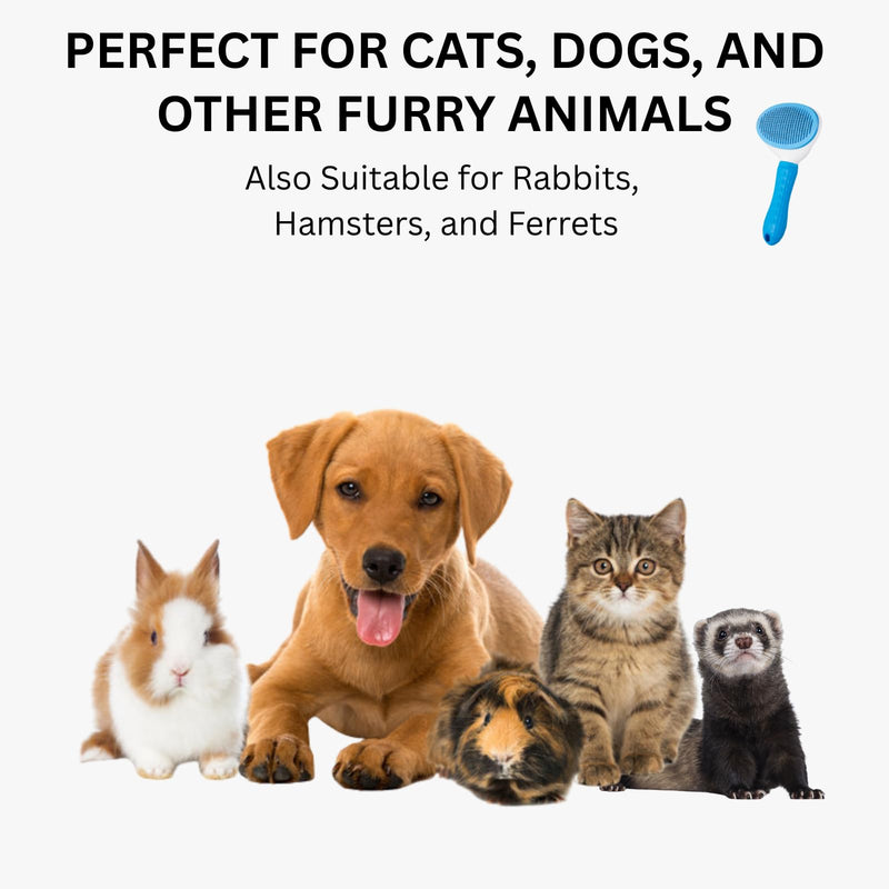 AIXINPET Cat & Dog Self Cleaning Slicker Brush - Easy to Remove Loose Fur, Harmless Deshedding Grooming Tool, Massaging Function - Suitable for Shedding & Furry Pets, like Rabbits and Ferrets - PawsPlanet Australia