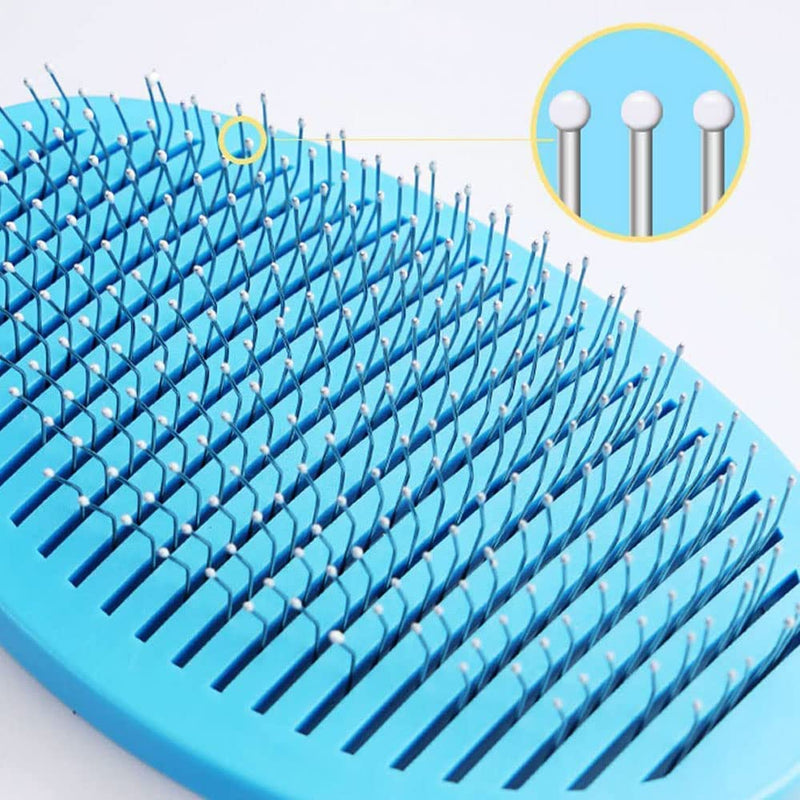 Dog Brush Cat Brush Grooming Comb,Self Cleaning Cat Dog Slicker Brushes with Smooth handle,Pet Grooming Tool with Cleaning Button for Cat Dog Shedding Tools Cat Dog Massage Clean Tangled Brush (blue) - PawsPlanet Australia