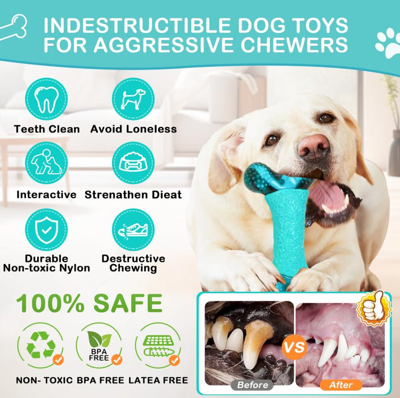 Dog Toys for Aggressive Chewers Indestructible Dog Toys Durable Dog Chew Toys for Large/Medium Breed, Real Bacon Flavored Best Dog Toys to Keep Them Busy Milk