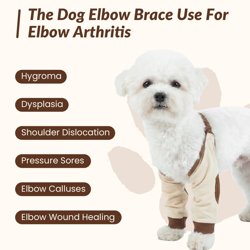 Dog Elbow Protector for Large Dogs, Heavy Duty Front Leg Support Brace, Adjustable Shoulder Strap, Thick Padded Elbow Wound Protector for Recovery Brown 3XL