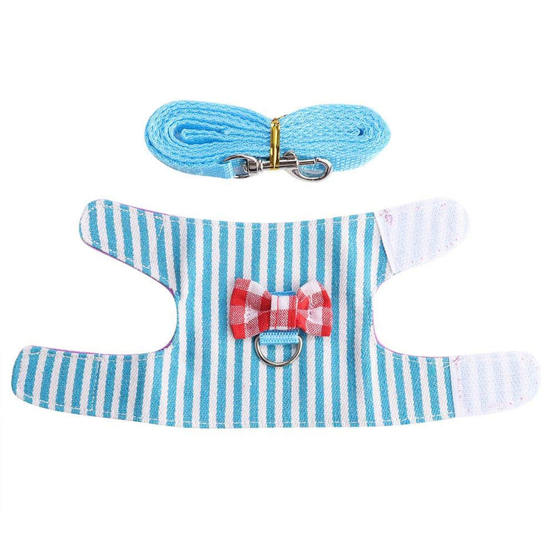 Pet Rabbit Traction Rope, Pet Small Animal Bunny Hamsters Harness Chest Strap Red Grid Blue Stripes 2 Pieces S