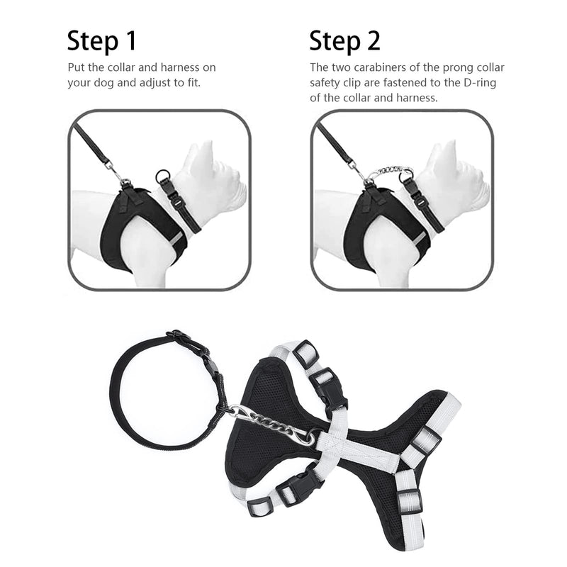 Metal Dog Collar Safety Clip, 2 Pack Stainless Steel Backup Clip for Prong Collar, Harness, Pinch Collar, Gentle Lead With Carabiner - PawsPlanet Australia