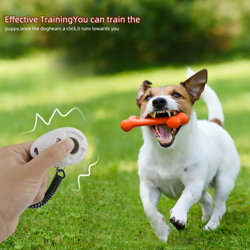 yuntop 4 Pieces Pet Training Clicker with Wrist Strap and Dog Training Treat Pouch Pet Training Clicker for Training Puppy Cats Birds Dog Clicker Training Kit Behavioral（White, Red, Orange, Blue） - PawsPlanet Australia