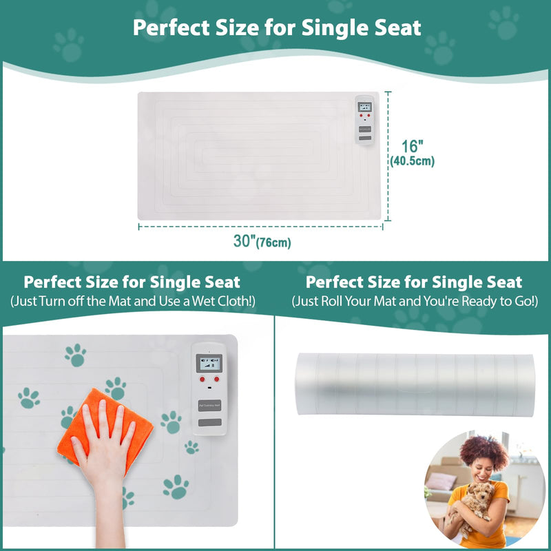 Scat Pet Shock Mat Indoor Upgraded, Safe Shock Training Pads for Dogs and Cats, Electric Repellent Training Mat Keeps Pets Off Couch, Bed, Countertop 30"x16", 3 Training Modes, Battery Operated