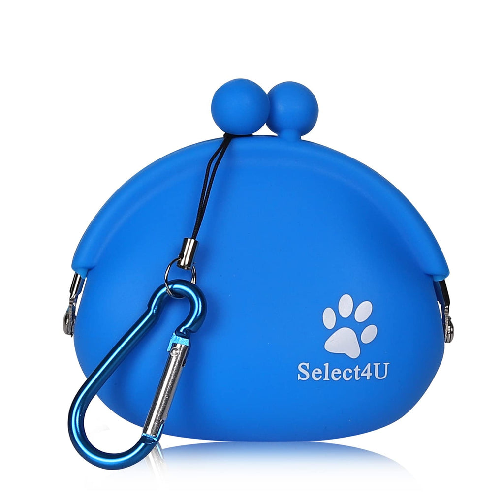 Silicone Dog Treat Pouch with Waist Carebiner, Small Treat Pouch for Pet Training, Cute Portable Treat Bag Container for Leash Darkblue, Best Gift for friends and Kids