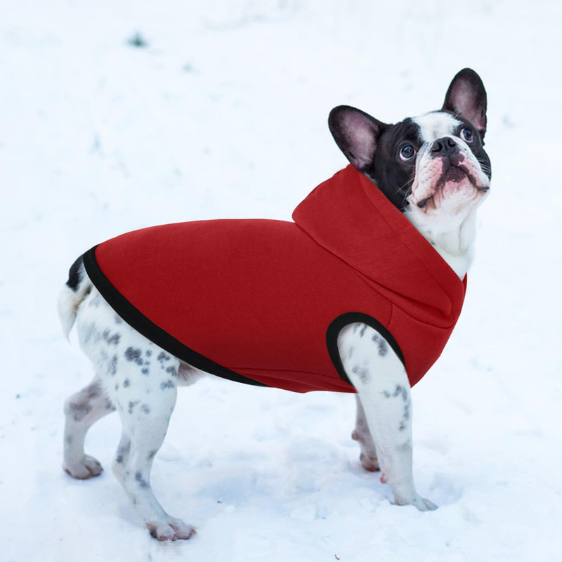 ROZKITCH Dog Hoodie,Winter Dog Fleece Sweaters Pet Warm Sweatshirt Pet Pullover Dog Clothes with Leash Hole Soft Warm Christmas Outfit Puppy Vest for Medium Dogs French Bulldog Clothes Red M M(Chest: 22"-25"; Back:13.7")