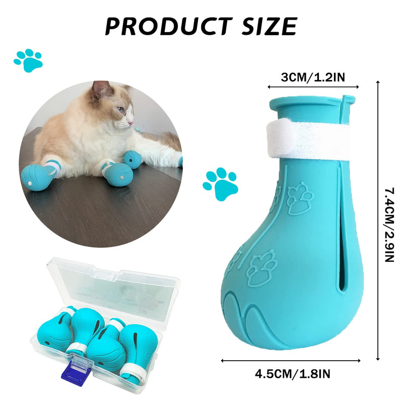 Cat Claw Covers Cat Boots for Cats Only, Cat Anti-Scratch Shoes Adjustable Prickly Anti-Off Shoes, Soft Silicone Cat Paw Protector Boots for Cat Grooming Bathing Shaving to Prevent Scratching (Blue) Blue-1 - PawsPlanet Australia