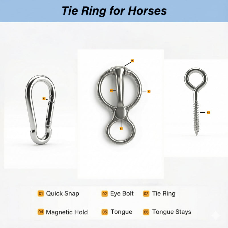Rmotdb1pcs Horse Tie Ring, Heavy Duty Stainless Steel Tie Ring Horse Training Equipment with Eye Bolt,Quick snap,Humane and Safe Tie Way - PawsPlanet Australia