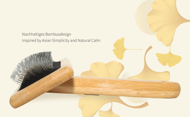 Bamboo Dog & Cat Brush - Sustainable Wooden Grooming Brush & Slicker Brush Against Undercoat, Loose Hair & Knots - Handmade Bamboo Brush for Long Hair & Short Hair Pets - PawsPlanet Australia