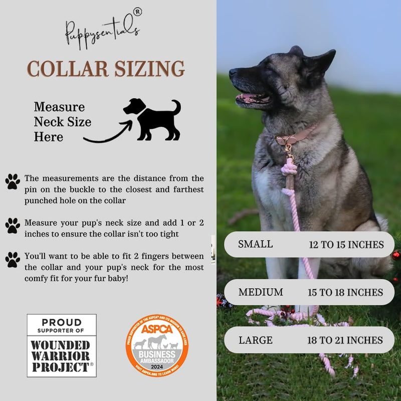 Handcrafted Cotton Rope Dog Collar for Small, Medium & Large Dogs – Soft, Hypoallergenic & Adjustable, Leather Reinforced with Rust-Proof Zinc Clasp. Perfect for Everyday Walks, Training & Weddings Light Pink Large (15" - 18") - PawsPlanet Australia