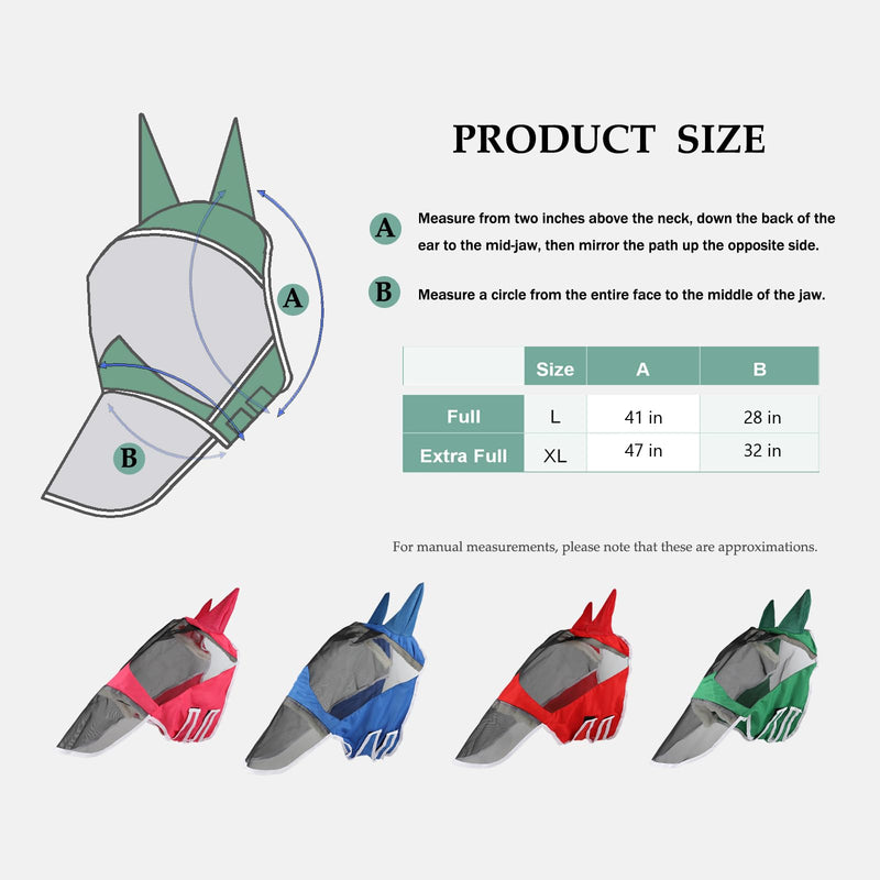 Fly Masks for Horses with Ears and Nose Cover Horse Fly mask with Ears for UV Protection & Sun Shield – Soft Lightweight- Breathable Horse mask with Forelock Hole (Rose red, M)