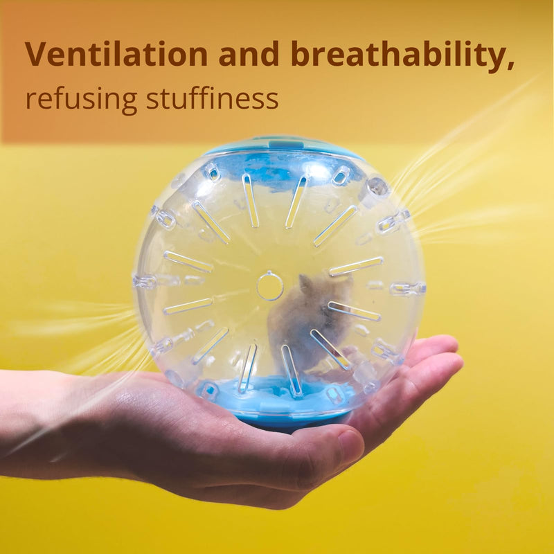4.9" Hamster Wheel, Exercise Ball & Wheel - Silent Running Toy with Anti-Skid, Transparent Hamster Ball, Breathable Design & Rope for Easy Carry, for Little/Dwarf Mouse, Blue 4.9 - PawsPlanet Australia