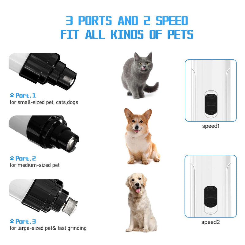 Nail Grinder, Low Noise Nail Grinder - USB Rechargeable Pet Nail Trimmer with Grinding Heads, 2 Speeds & Safety Guard for Pets (Nail Grinder) - PawsPlanet Australia
