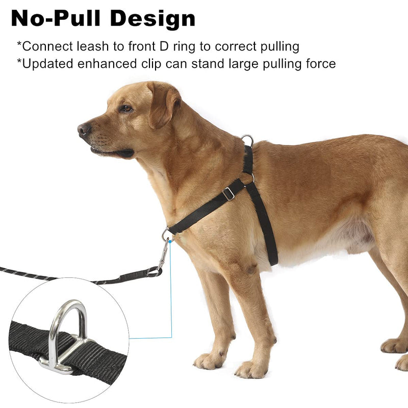 Hiado Dog Harness with Front Clip and Back Clip Easy On Metal Buckle Adjustable for Small Medium Large Dogs No Pull Heavy Duty Black