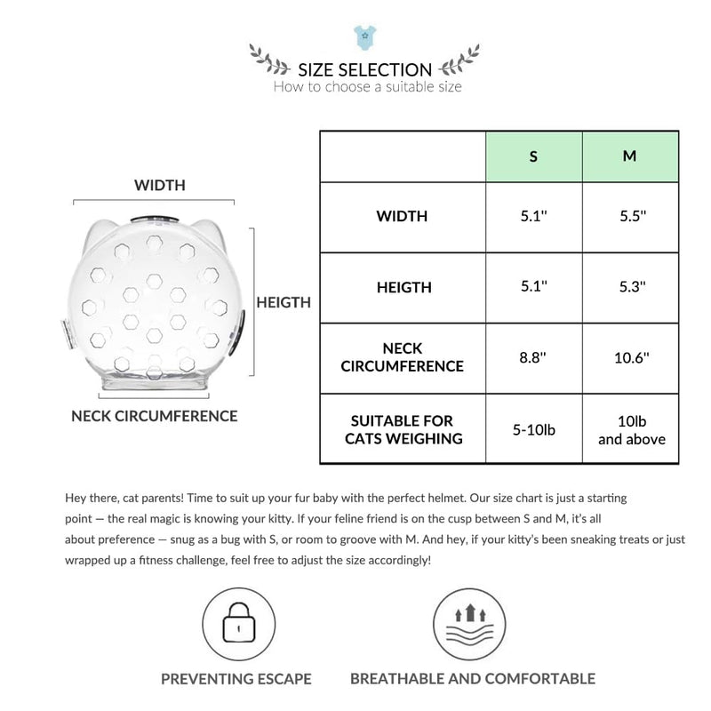 Cat Muzzle Breathable Cat Hood Adjustable Kitten Astronaut Transparent Helmet Prevent from Cats Biting Chewing Grooming Cat Bubbles Mask for Aggressive Cat (S) S - PawsPlanet Australia