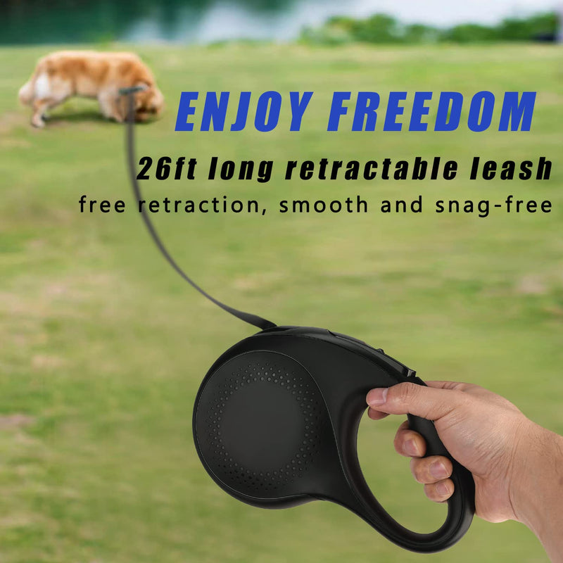 Retractable Dog Leash, 26 Feet Dog Leash for Small to Large Dogs up to 110lbs, Anti-Slip Handle One Button Lock and Release, Heavy Duty 360° Tangle-Free - PawsPlanet Australia