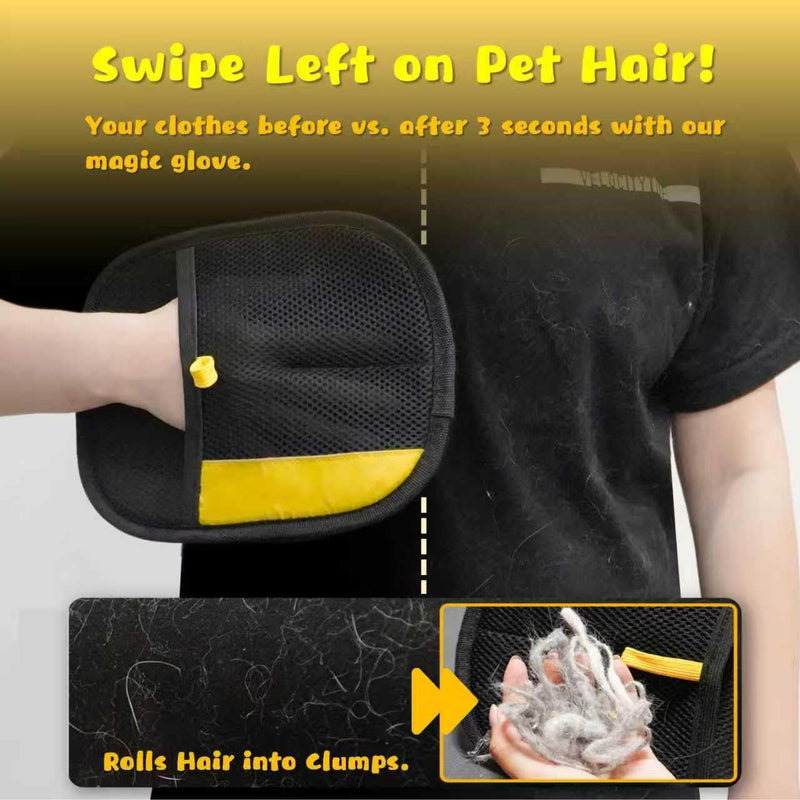 Premium Electrostatic Pet Hair Remover Gloves (2PCS - Large & Small) - Reusable Washable Cat & Dog Fur Removal Tool for Furniture, Clothes, Carpet, Car Seats Deep Cleaning - PawsPlanet Australia