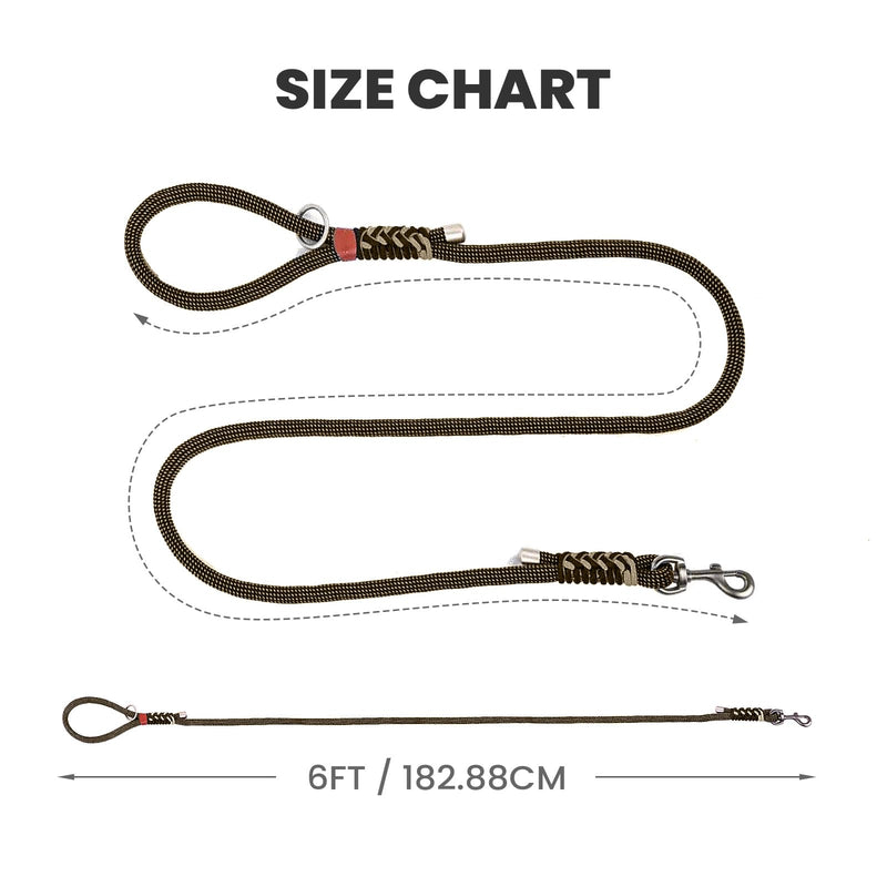 Heavy Duty Dog Leash- 6 FT Handmade Rope with Rotating Metal Clip, No Pull Training Slip Lead Comfortable for The Strong Large Medium Pets (Heavy Duty Dog Leash (Green), 6 FT Dog Leash) Heavy Duty Dog Leash (Green) - PawsPlanet Australia