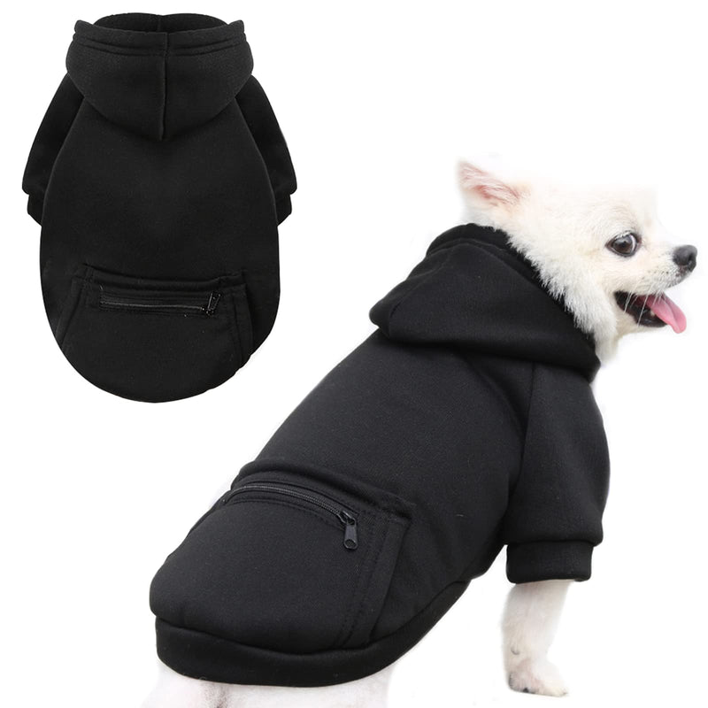 PETCARE Pet Dog Hoodie Sweater Black Warm Soft Fleece Sweatshirts with Pocket Fall Winter Puppy Cat Sweaters Clothes for Small Dogs Cats Chihuahua Yorkies French Bulldog Outfits Costume M(Fit 4-6 lbs)