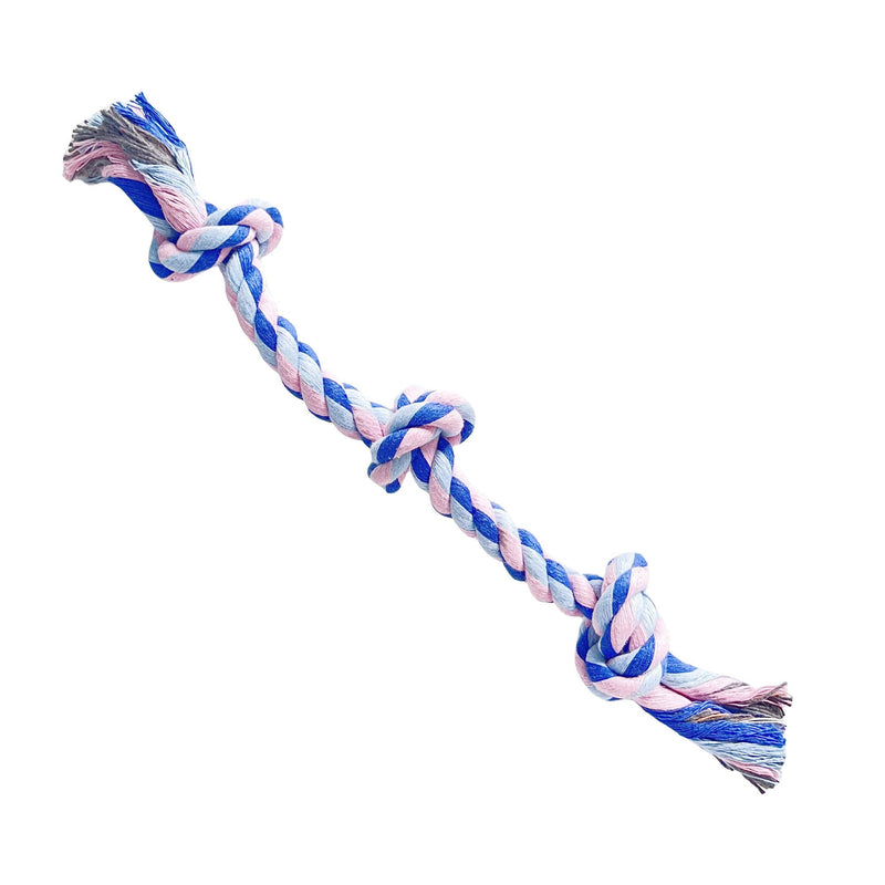 Flossy Chews Rope Tug Dog Rope Toys for Large and Medium Aggressive Chewers, Heavy Duty for Large Breed, Indestructible Dog Chew Toys, Tug of War, 100% Cotton Teeth Cleaning (Blue Pink, Medium 13.8") Medium 13.8" Blue Pink