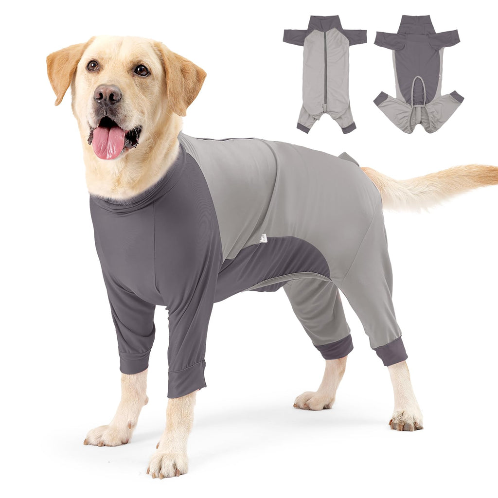 Etdane Dog Surgery Recovery Suit for Female Male Dogs Onesie After Spayed Suit Surgical Recovery Suit Anti Shedding Body Suit for Small Medium Large Dog Gray/Large