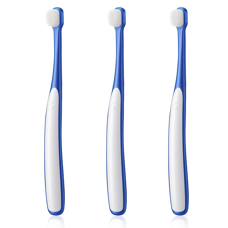 Dog Toothbrush Small Breed, 3 PCS Ultra Soft & Mini Head | Soft Pet Toothbrush, Curved Handle, Gentle Dental Brush, For Yorkie Chihuahua Puppies & Kittens