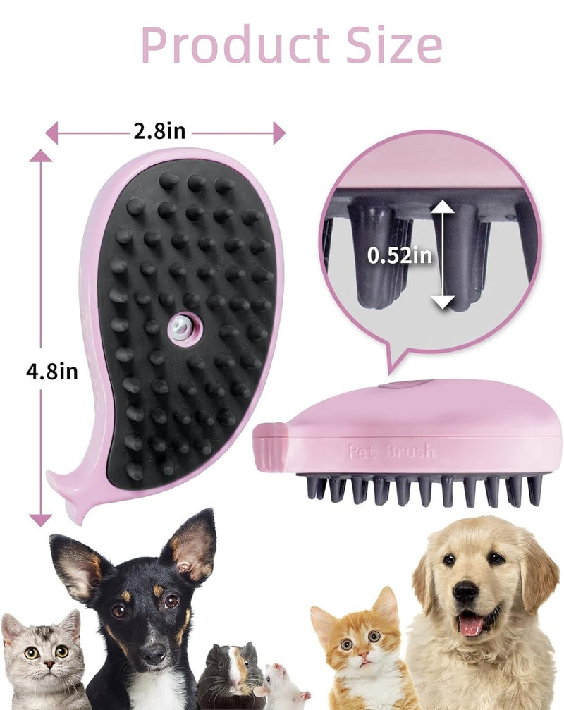 3 in 1 Cat Steamy Brush with Care Solution 2Pcs - Electric Spray Grooming Comb for Cats Dogs, Steaming Silicone Massage Brush - Self Cleaning Pet Hair Remover - Blue & Purple - PawsPlanet Australia