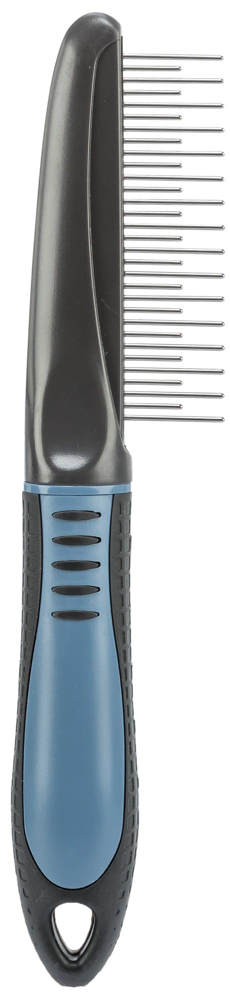 Trixie Coat Detangler Comb - 22 cm - Black/Blue - Plastic & Rubber - Pet Grooming Comb - For Thick, Curly, Long Hair - Pet Owners Black, Blue, Silver - PawsPlanet Australia