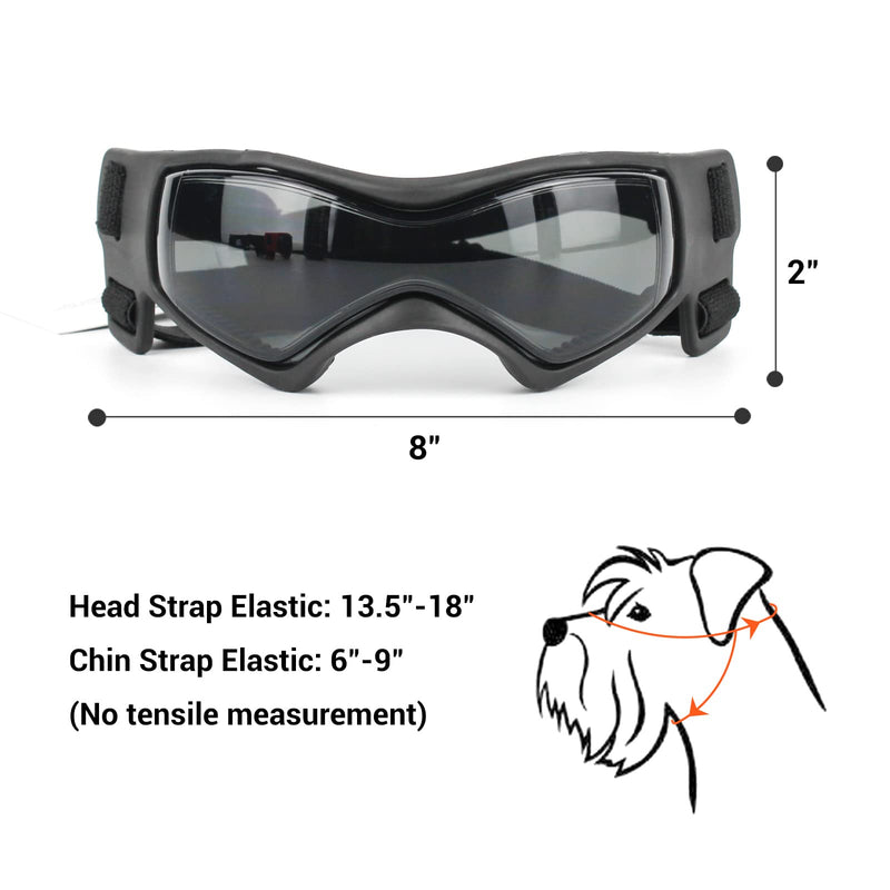 Dog Goggles Dog Sunglasses for Medium Breed UV Protection Windproof with Adjustable Head Straps Chin Straps for Ride Car/Hiking Travel/On Beach-Black Black - PawsPlanet Australia
