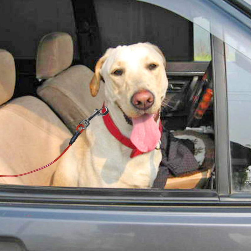 Sonku Dog Car Seat Belt Restraint, 2 Pcs Proof Steel Cable Safety Vehicle Belt Fit for Small,Medium,Large,and X-Large Dogs-Red - PawsPlanet Australia