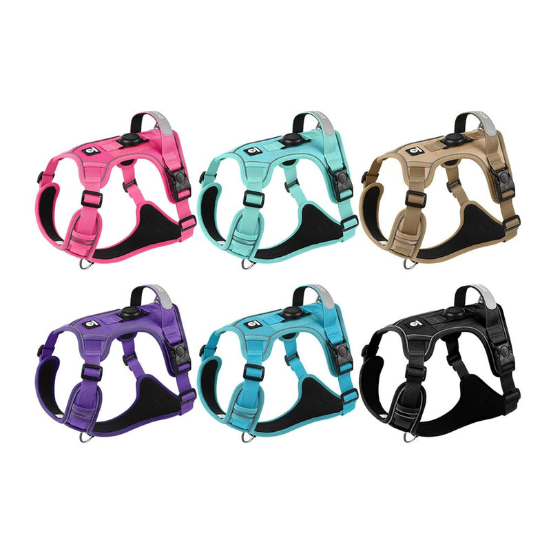 No Pull Harness Working Training Easy Control Pet Vest with Handle-Dog Harnesses Reflective Adjustable with A Free Heavy Duty 5ft Dog Leash(Black，L) Large Black - PawsPlanet Australia