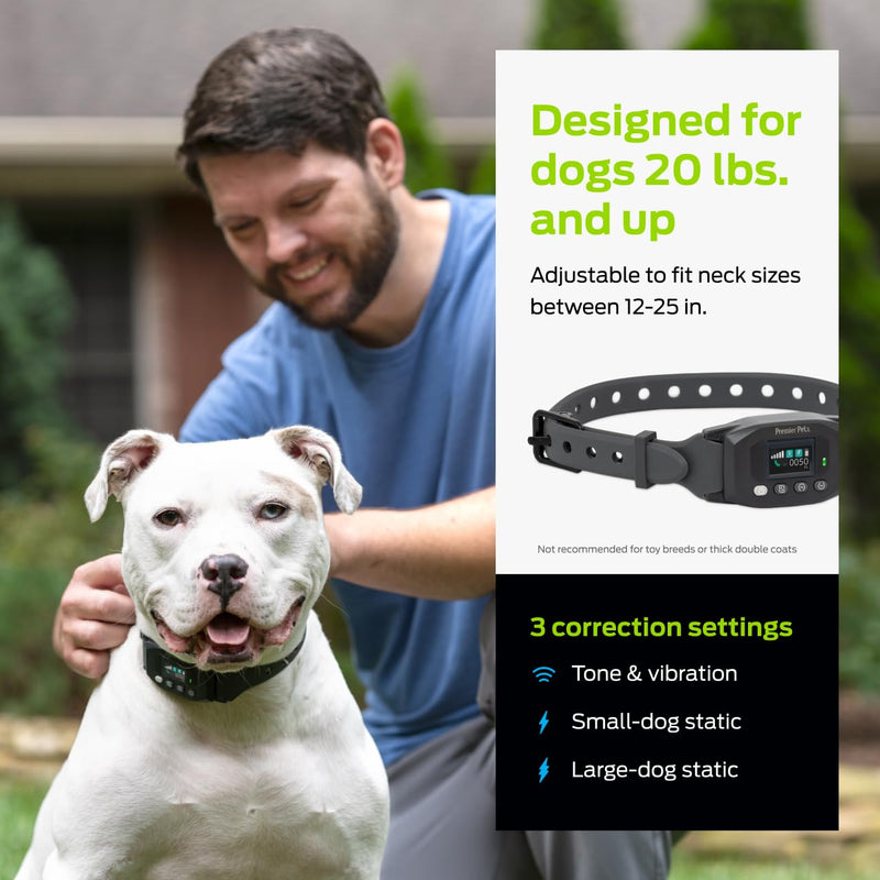 Premier Pet GPS Dog Fence with Circular Wireless Boundary - Customizable Safe Roaming Zones - Humane E-Collar with Tone Vibration & Static Modes - Rechargeable Water-Resistant Collar
