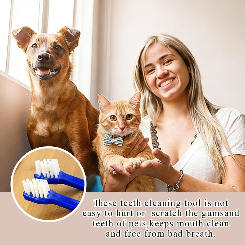 6 Pack Pet Toothbrush, Dual Headed Long Handle with Small Brush Head Teeth Cleaning Tool for Dogs, Cats, Puppy, Kitten and Most Pets Dental Care, Reduce Plaque Tartar(6 Color)