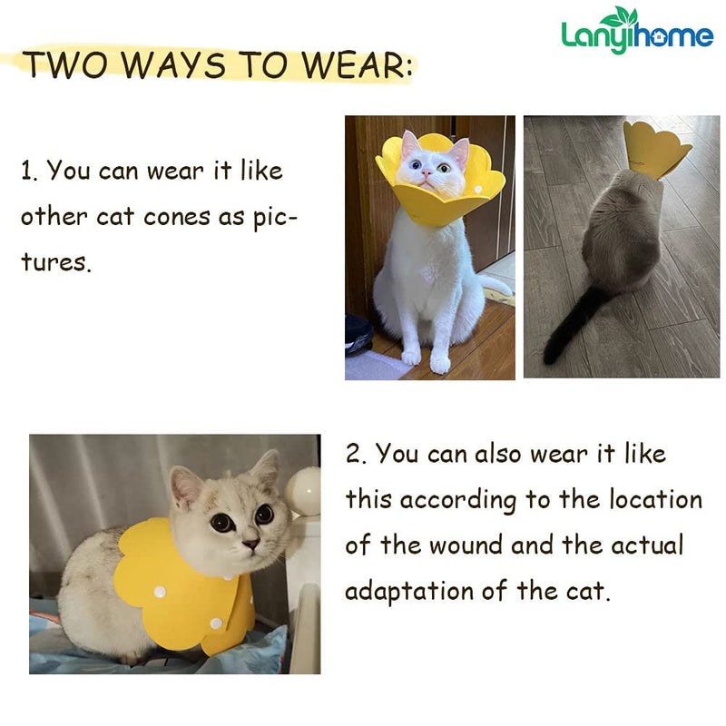 Adjustable Cat Recovery Collar - Cute Flower Neck Cat Cones After Surgery, Set of 2 Cat E Collar, Surgery Recovery Elizabethan Collars for Kitten and Cats S Size (2 pcs) Small Yellow+Pink - PawsPlanet Australia
