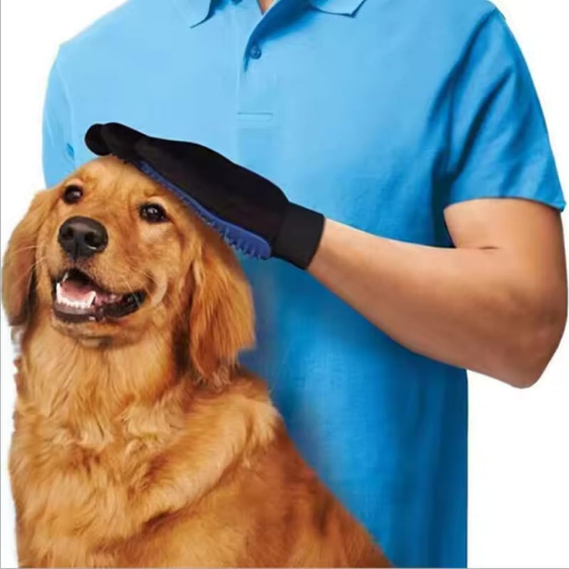 Pet Grooming Glove-Pet Hair Remover Glove- Perfect pet Cleaning Brush Glove- Perfect Washing Glove Brush of The Dog & pet for Short and Long Fur - 1 Pack (Right-Hand), Blue - PawsPlanet Australia