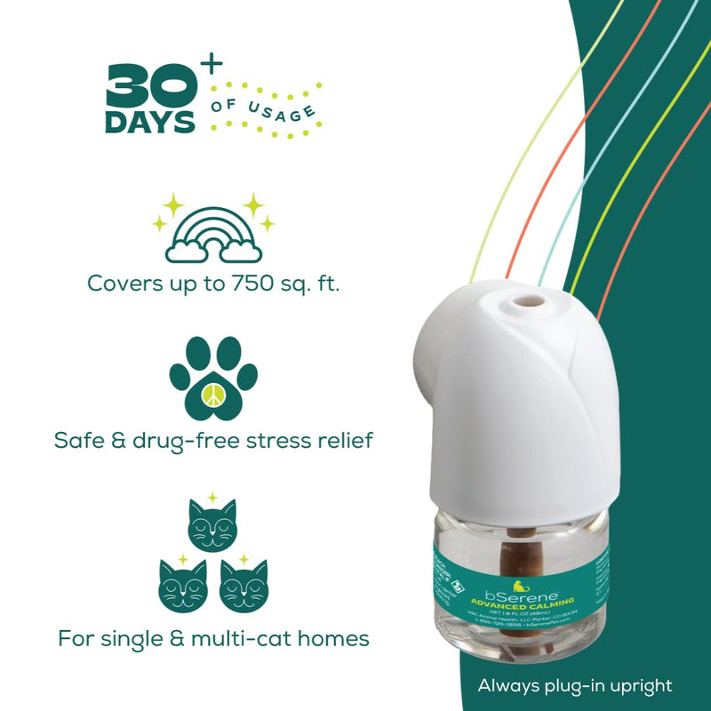 Advanced Pheromone Calming Solution for Cats 30-Day Starter Kit: Plug-in Diffuser + Refill Helps Reduce Hiding, Scratching, Stress, Spraying for Single & Multi-cat Homes Promotes Bonding