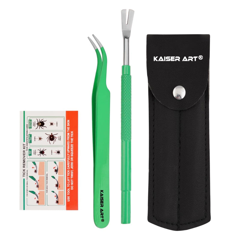 Tick Remover Tool for Dogs, Cats & Humans | Deer Tick Remover Kit | Stainless Steel Tick Removal Tool with Fine Tip Tweezers | Removes Entire Tick Head & Body