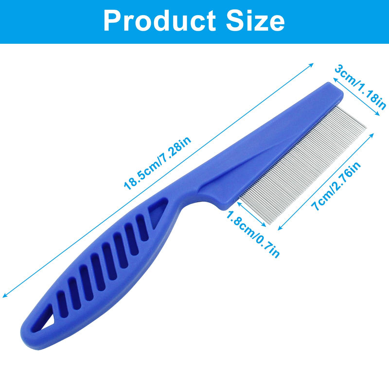 Flea Comb for Dogs and Cats, Metal Pet Lice Comb Fine Tooth Grooming Tool for Remove Anti Fleas and Flea Eggs(3pcs Blue) - PawsPlanet Australia