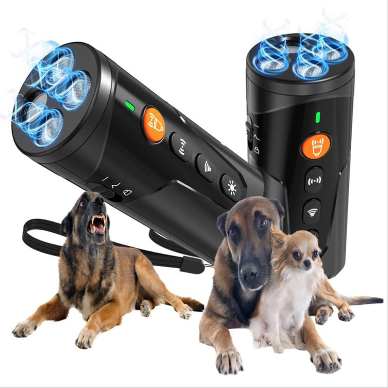 Dog Bark Deterrent Device [2025 Upgrade] – 3-in-1 Ultrasonic Anti Barking Device & Dog Training Aid – Stop Barking Tool with Flashlight & Beep Mode – Portable & Humane 25ft Range (Safe