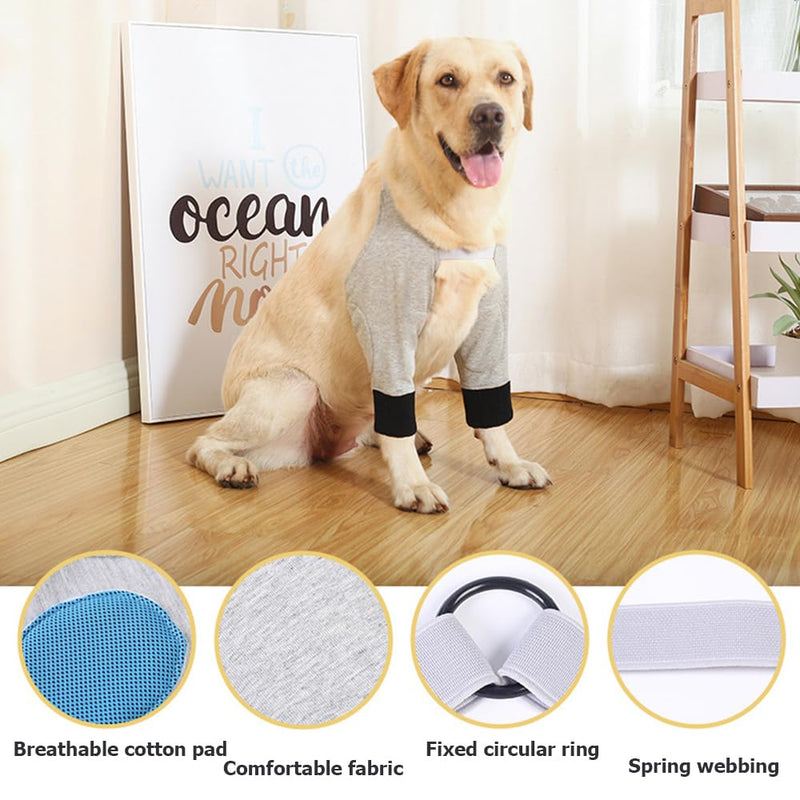 Surgery Recovery Sleeve Dog for Front Legs, Dog Front Leg Braces Recovery Sleeve Protector, Elasticity Elbow Pads for Dogs L gray