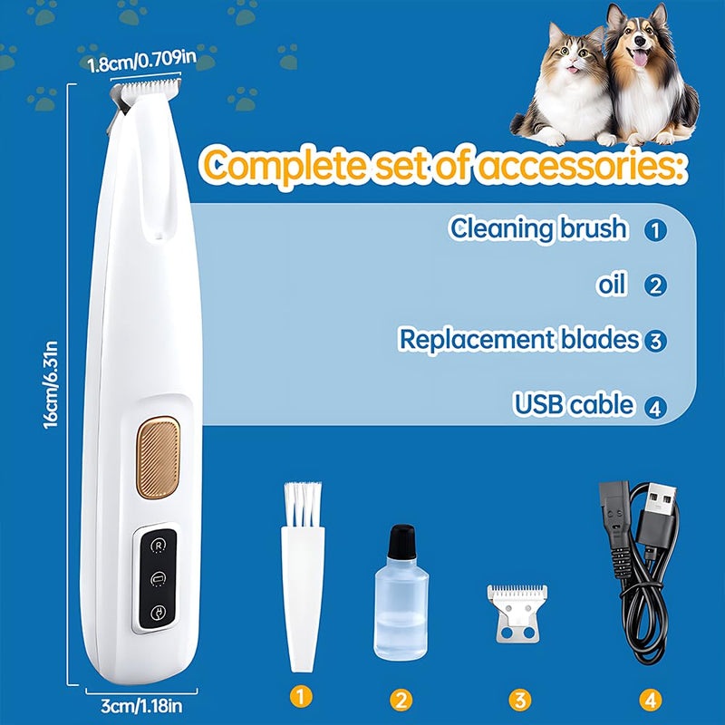 Dog Cat Clippers for Grooming - IPX4 Waterproof, Low Noise, Rechargeable Cordless Pet Clippers with Ceramic Blade & LED Light - Fur Trimmer Kit for Dogs Cats Paws Eyes Ears Face - PawsPlanet Australia