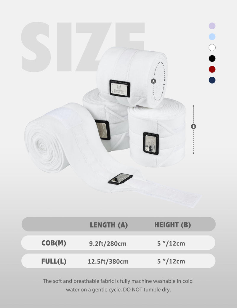 Harrison Howard Horse Polo Wraps Upgrade with Bling Leg Wraps for Horses 4-Pack Fleece Leg Wraps Stable Supplies White L - PawsPlanet Australia
