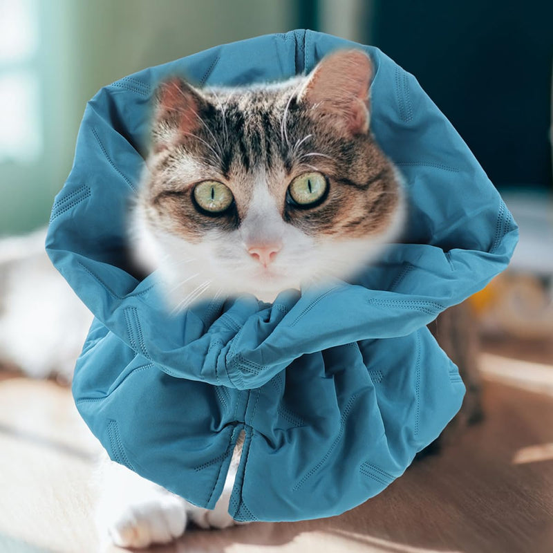 HOMSFOU Polyester Cat Collar, Adjustable Soft Collar for Wound Healing, Protects Against Licking and Scratching, Breathable, for Cats After Surgery